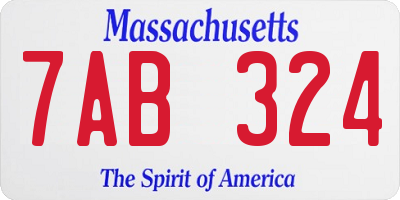 MA license plate 7AB324