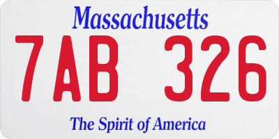 MA license plate 7AB326