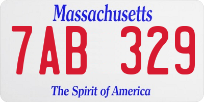 MA license plate 7AB329