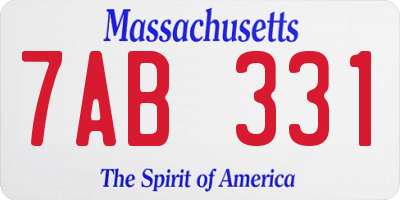 MA license plate 7AB331