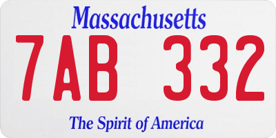 MA license plate 7AB332