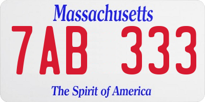 MA license plate 7AB333