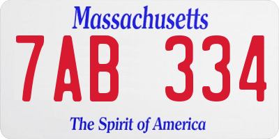 MA license plate 7AB334