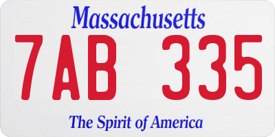 MA license plate 7AB335