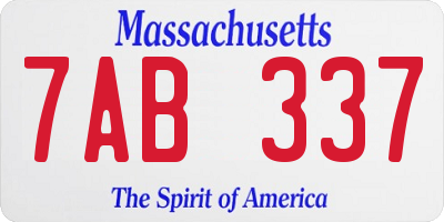 MA license plate 7AB337