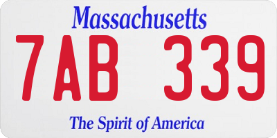 MA license plate 7AB339