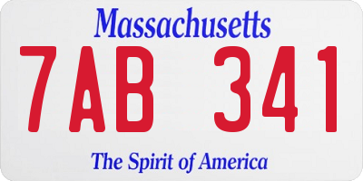 MA license plate 7AB341