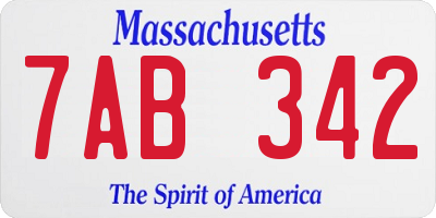 MA license plate 7AB342