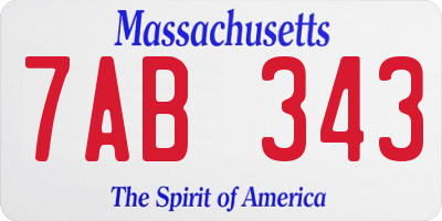 MA license plate 7AB343