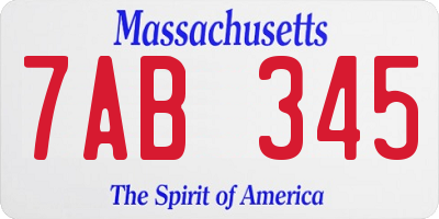MA license plate 7AB345