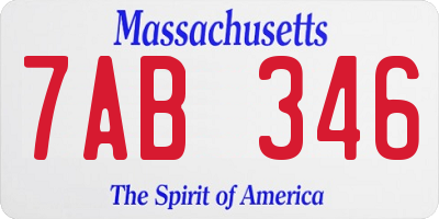 MA license plate 7AB346