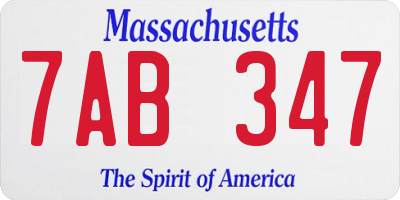 MA license plate 7AB347