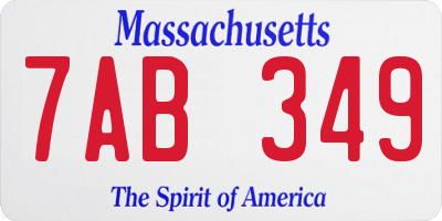 MA license plate 7AB349