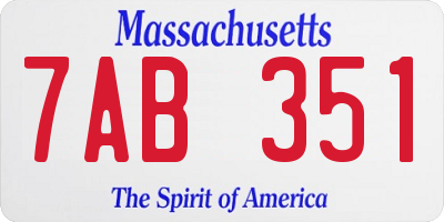 MA license plate 7AB351