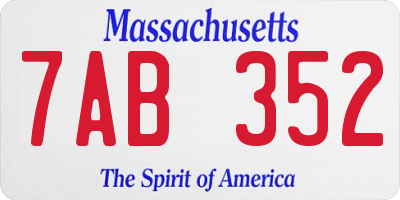MA license plate 7AB352