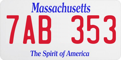 MA license plate 7AB353