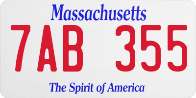 MA license plate 7AB355