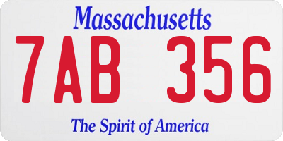 MA license plate 7AB356
