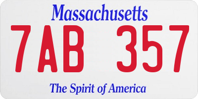 MA license plate 7AB357