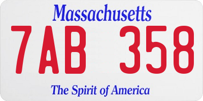 MA license plate 7AB358