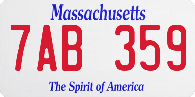 MA license plate 7AB359