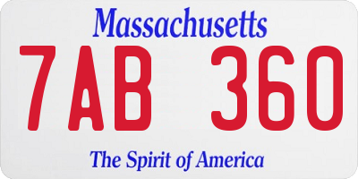 MA license plate 7AB360