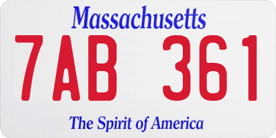 MA license plate 7AB361