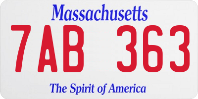 MA license plate 7AB363
