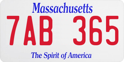 MA license plate 7AB365