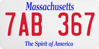 MA license plate 7AB367