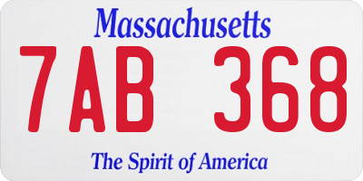 MA license plate 7AB368