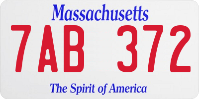 MA license plate 7AB372