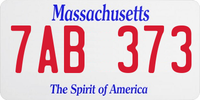 MA license plate 7AB373