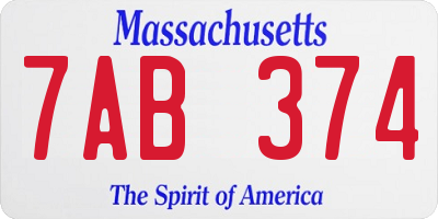 MA license plate 7AB374