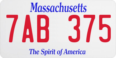 MA license plate 7AB375