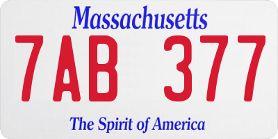 MA license plate 7AB377