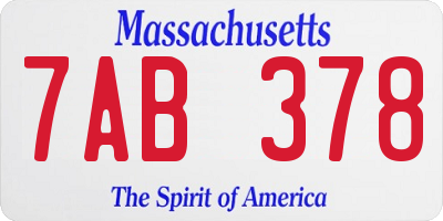 MA license plate 7AB378
