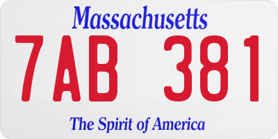 MA license plate 7AB381