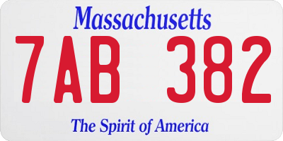 MA license plate 7AB382