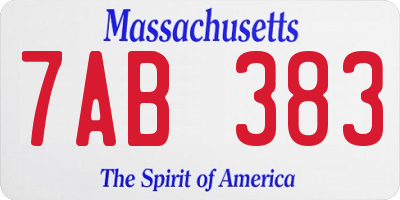 MA license plate 7AB383