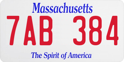 MA license plate 7AB384