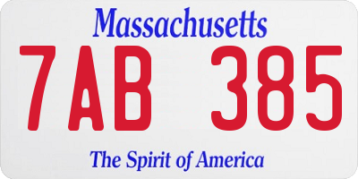 MA license plate 7AB385