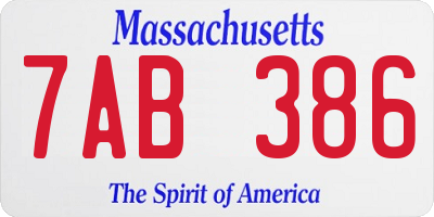 MA license plate 7AB386