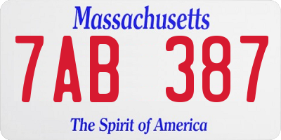 MA license plate 7AB387