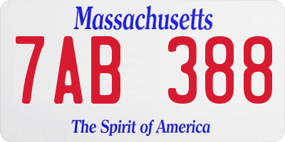 MA license plate 7AB388