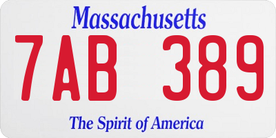 MA license plate 7AB389