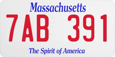MA license plate 7AB391