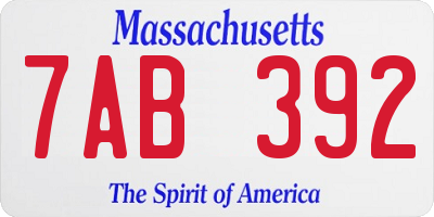 MA license plate 7AB392