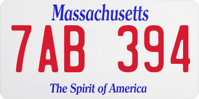 MA license plate 7AB394