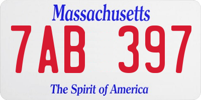 MA license plate 7AB397